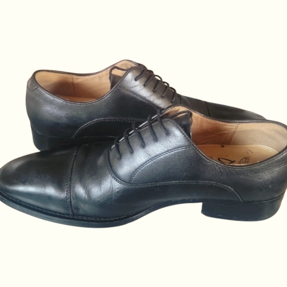 Desai Men's Classic Black Leather Handmade Dress Cap Toes Oxford Shoes Sz 42 - Picture 6 of 10